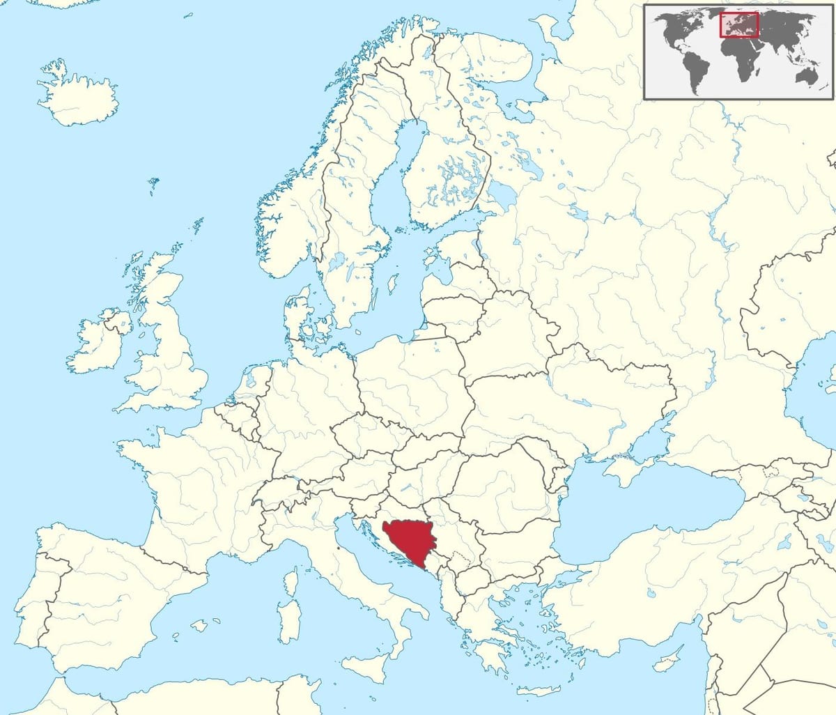 બોસ્નિયા પર એક યુરોપ નકશો