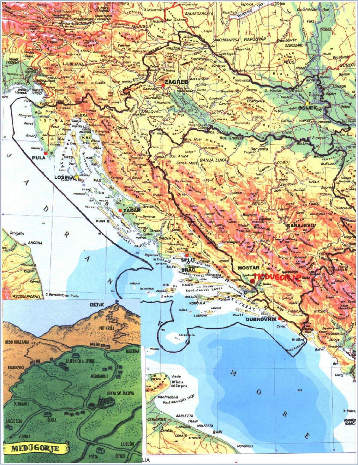 નકશો medjugorje બોસ્નિયા અને હર્ઝેગોવિના